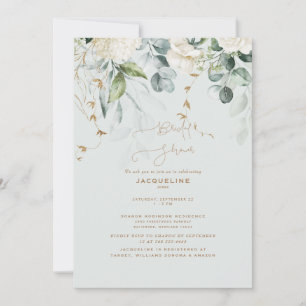 Invitation Lancement de mariage élégant Hydrangea blanc sauge