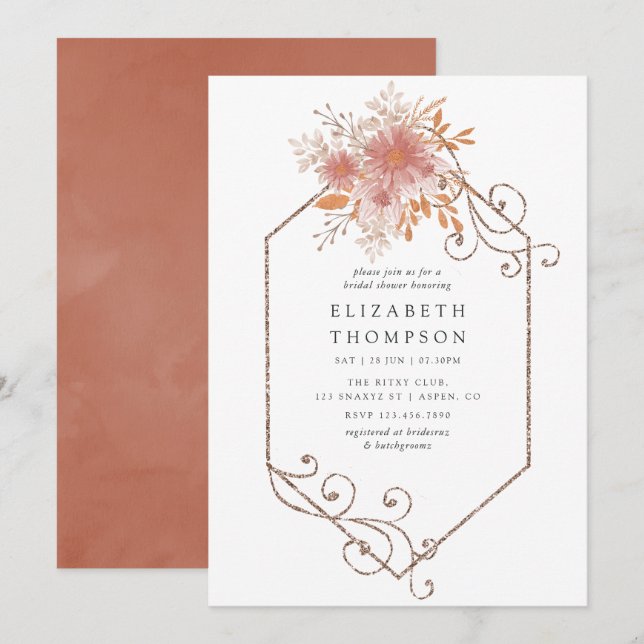 Invitation Lancement de mariage géométrique à l'aquarelle en  (Devant / Derrière)