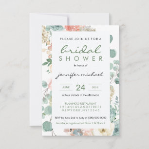 Invitation Lancement de mariage minimaliste floral aquarelle