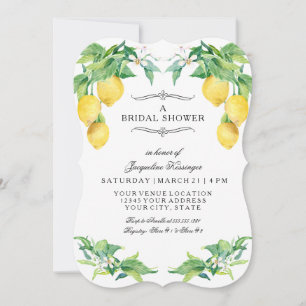 Invitation Lancement Élégant de Mariage Floral Citron Moderne