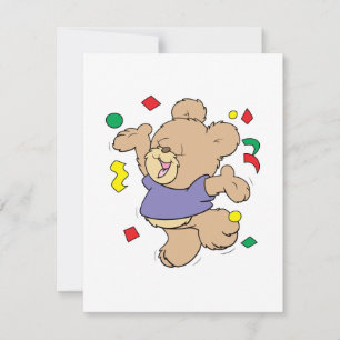 Invitation lancer confetti joli temps de fête en peluche ours