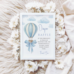 Invitation Lancer de couche-culotte Montgolfière Bébé Bleu Ga
