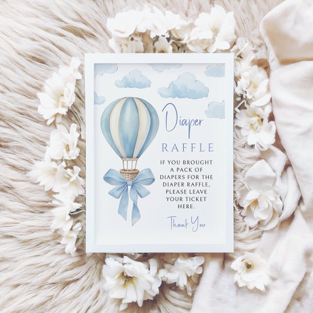 Invitation Lancer de couche-culotte Montgolfière Bébé Bleu Ga (Créateur téléchargé)