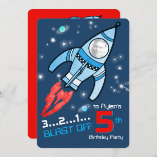 Invitation lancers de fusées spatiales 5e anniversaire invita