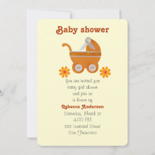 Invitation Landau bébé orange, fleur orange pour baby shower
