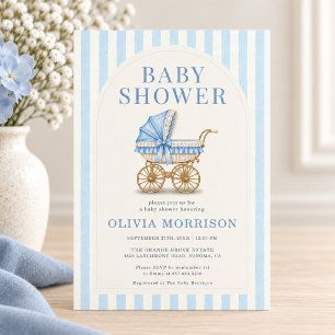 Invitation Landiacre pour bébé garçon avec un berceau et un n
