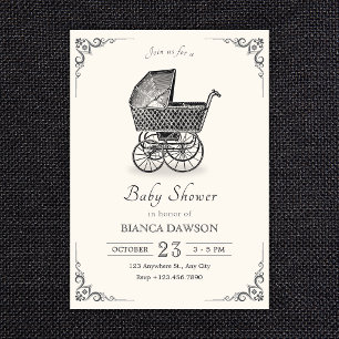 Invitation Landième poussette pour bébé shower