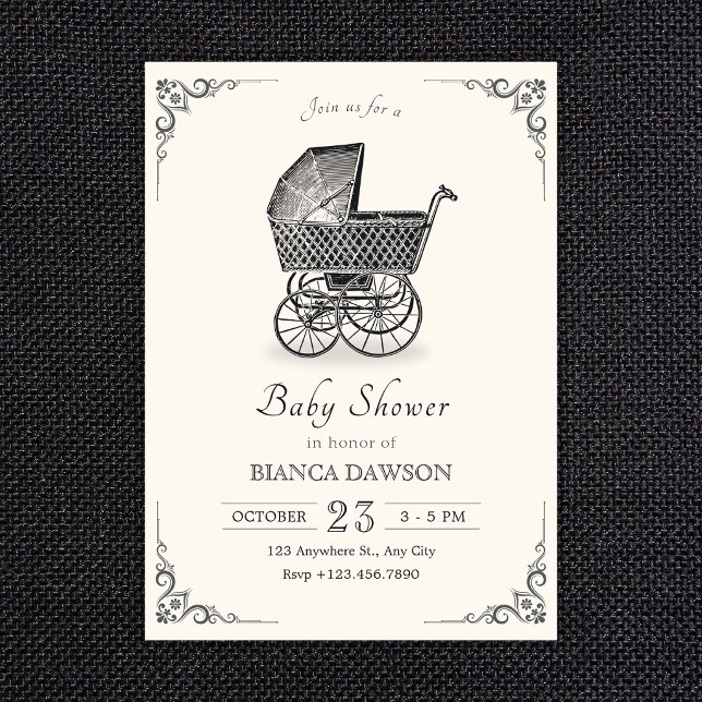 Invitation Landième poussette pour bébé shower (Créateur téléchargé)