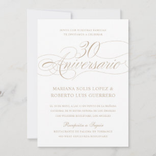 Invitation Langue espagnole 30 Aniversario de Bodas Mariage