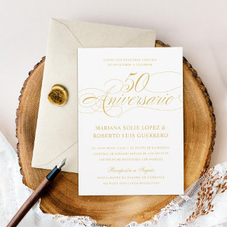 Invitation Langue espagnole 50 Aniversario de Bodas Gold