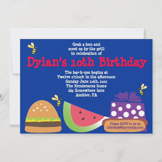 Invitation L'anniversaire de Barre-b-Que gaffent l'invitation (Devant)