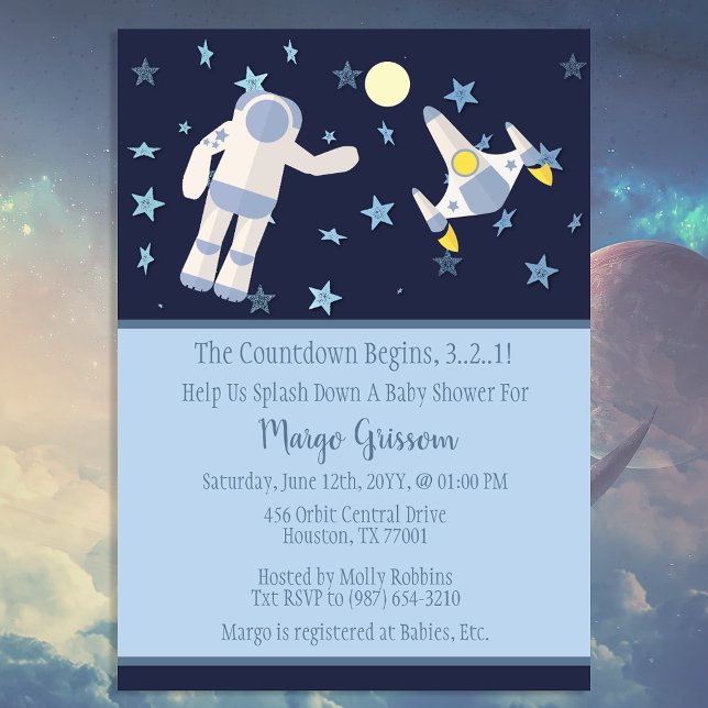 Invitation L'anniversaire de bébé dans l'espace commence (Créateur téléchargé)