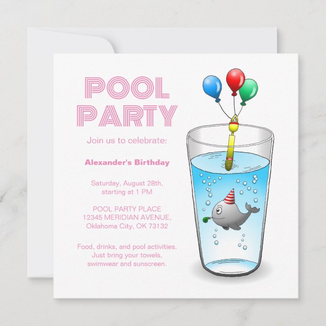 Invitation L'anniversaire de la baleine (Devant)