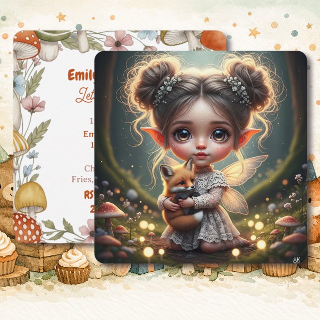 Invitation L'anniversaire de la petite fille fée et de la pet (Créateur téléchargé)