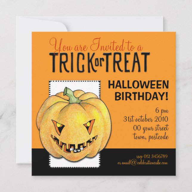 Invitation L'anniversaire de l'Citrouille de l'Halloween en f (Devant)