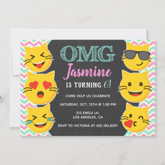 Invitation L Anniversaire De L Omg Cat Emoji Girl Zazzle Fr