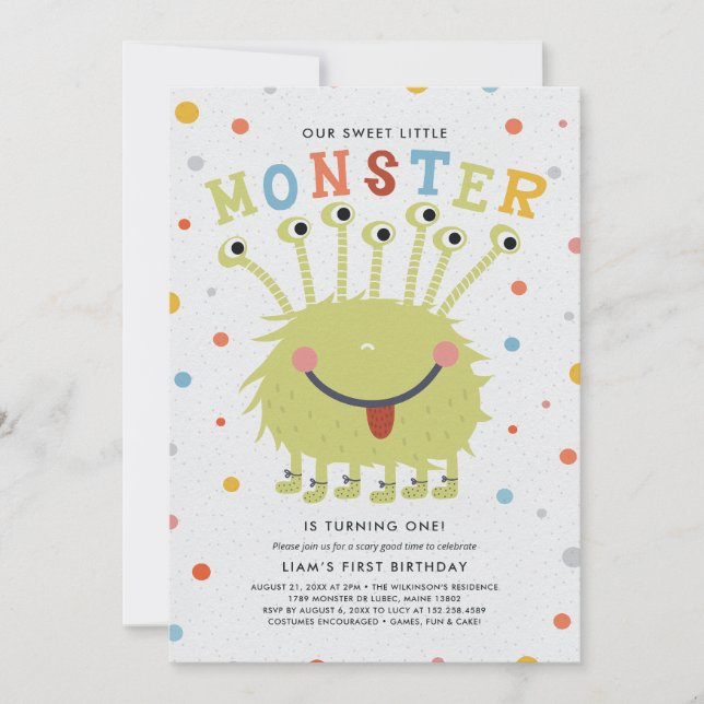 Invitation L'anniversaire de notre petit monstre (Devant)