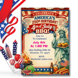 Invitation L'anniversaire des 250 ans de l'Amérique avec la s
