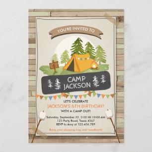 Invitation L'anniversaire d'invitation de tente de camping