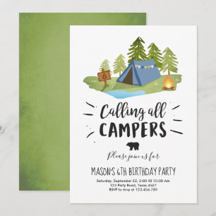 Invitation L'anniversaire d'invitation de tente de camping