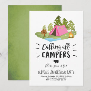 Invitation L'anniversaire d'invitation de tente de camping