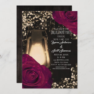 Invitation Lanterne à lueur rustique Magenta Roses