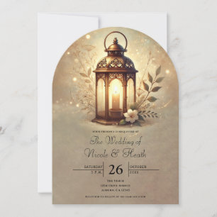 Invitation Lanterne Bronze Éclairée Mariage Romantique Rustiq