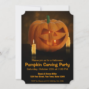 Invitation Lanterne Citrouille d'Halloween avec bougies