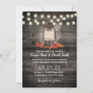 Invitation Lanterne d'automne vintage grange bois mariage d'a