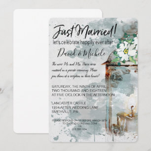 Invitation Lanterne de couleur d'eau et fleurs après la fête