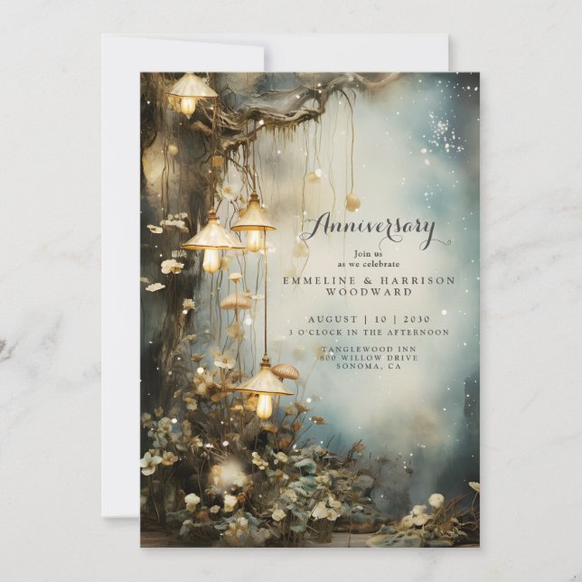 Invitation Lanterne de la forêt enchantée pour anniversaire d (Devant)