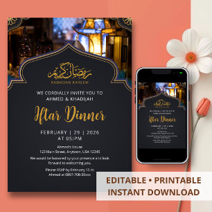 Invitation Lanterne de nuit de dîner Iftar de Ramadan moderne