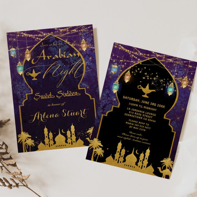 Invitation Lanterne de Nuit Exotique Arabe Aladdin Sweet 16 (Créateur téléchargé)