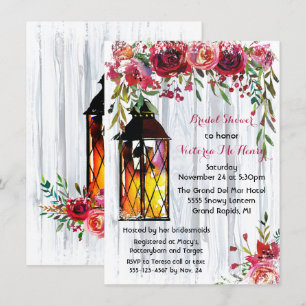 Invitation Lanterne d'hiver neige Fête des mariées florale