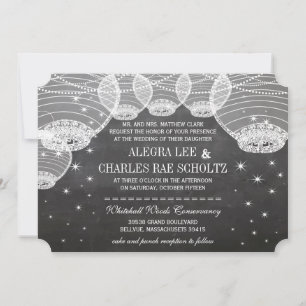 Invitation Lanterne en papier carton noir sous les étoiles du