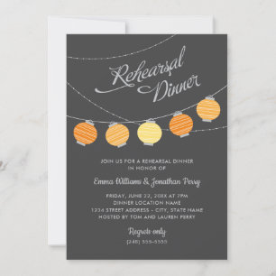 Invitation Lanterne Mariage Répétition de dîner Orange Jaune