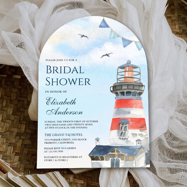 Invitation Lanterne marine à l'aquarelle Arche de douche de m (Créateur téléchargé)