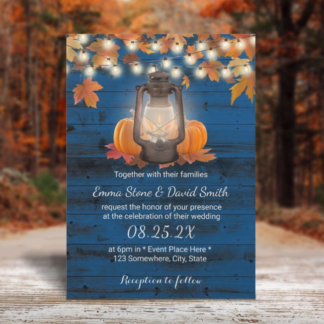 Invitation Lanterne russe et Mariage de automne bleu marine C (Créateur téléchargé)