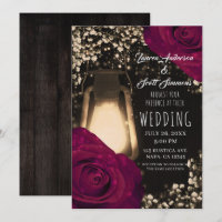 Lanterne Rustic Glow et Roses Magenta Mariage