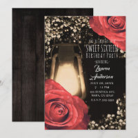Lanterne Rustic Glow et Roses Rouges Sweet 16