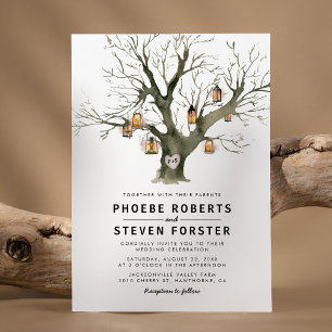 Invitation Lanterne Rustique Arbre en Chêne Mariage