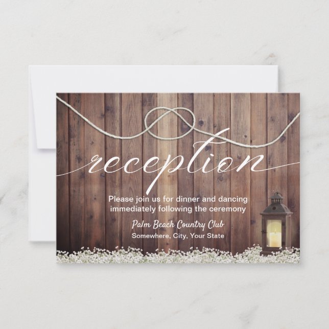 Invitation Lanterne rustique nouant le nœud Réception de mari (Devant)