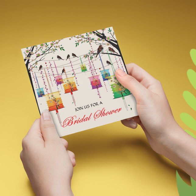 Invitation Lanternes Cerisier Oiseaux Fête des mariées de pri (Créateur téléchargé)