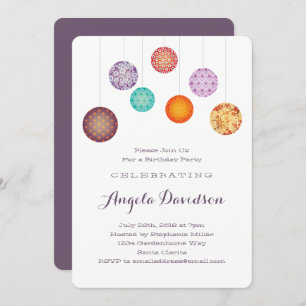 Invitation Lanternes en papier brillant Plum d'anniversaire