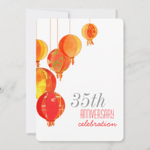 Invitation Lanternes en Papier Rouge 35e Anniversaire de Mari