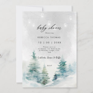 Invitation lanternes forestières d'hiver baby shower invitati