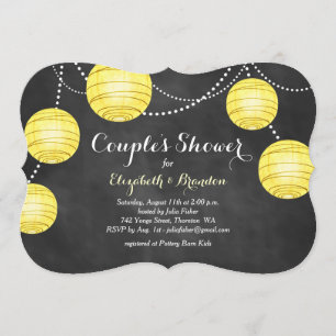 Invitation Lanternes jaunes sur Chalk Couple's Shower Invitat