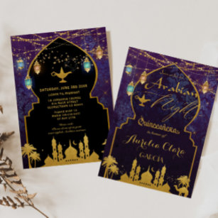 Invitation Lanternes nocturnes arabes exotiques Aladdin Quinc