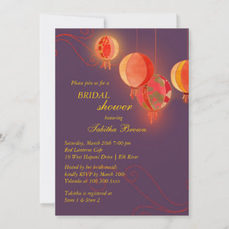Invitation Lanternes pendantes Fête des mariées violette