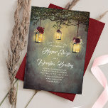 Invitation Lanternes pendantes Mariage rougeois bordeaux<br><div class="desc">lanternes suspendues avec des drapeaux rouges bordeaux swags mariages campagnards rustiques invitations</div>
